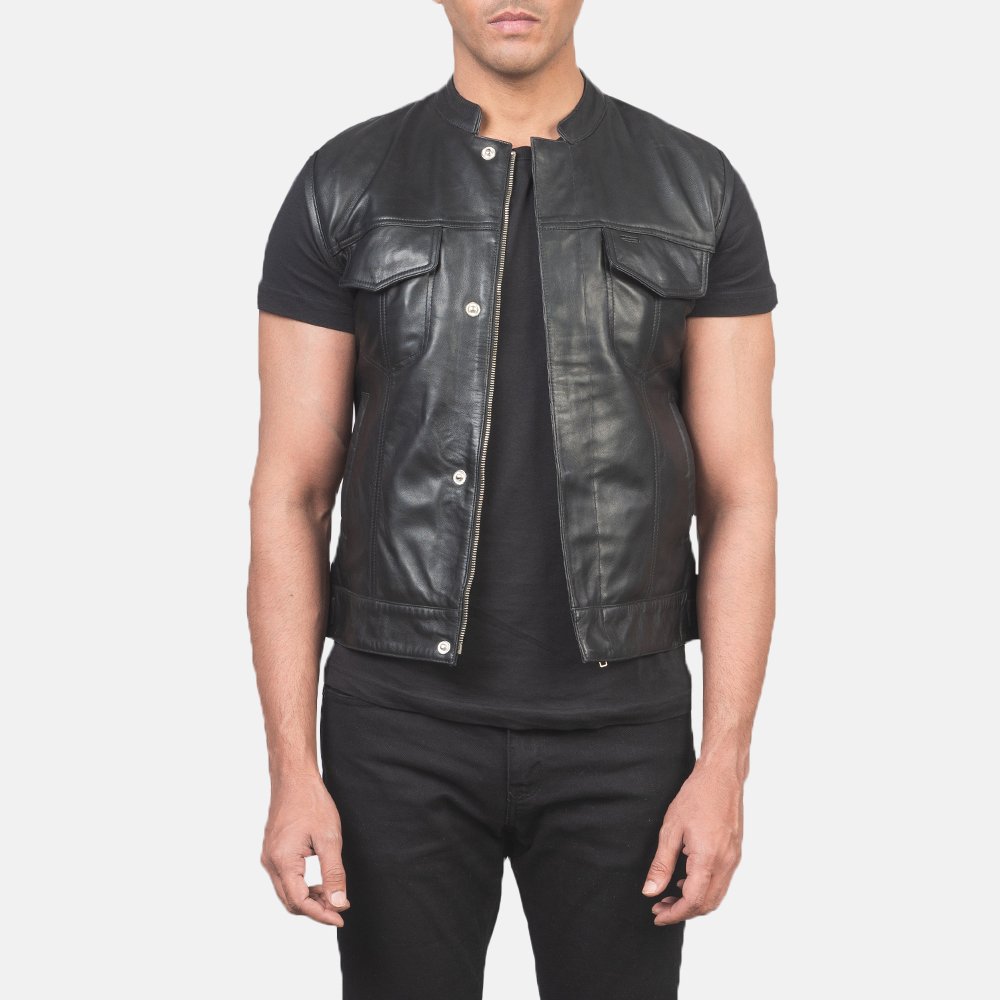 Mens Atlas Moto Black Leather Vest_3613-4-1618223674814